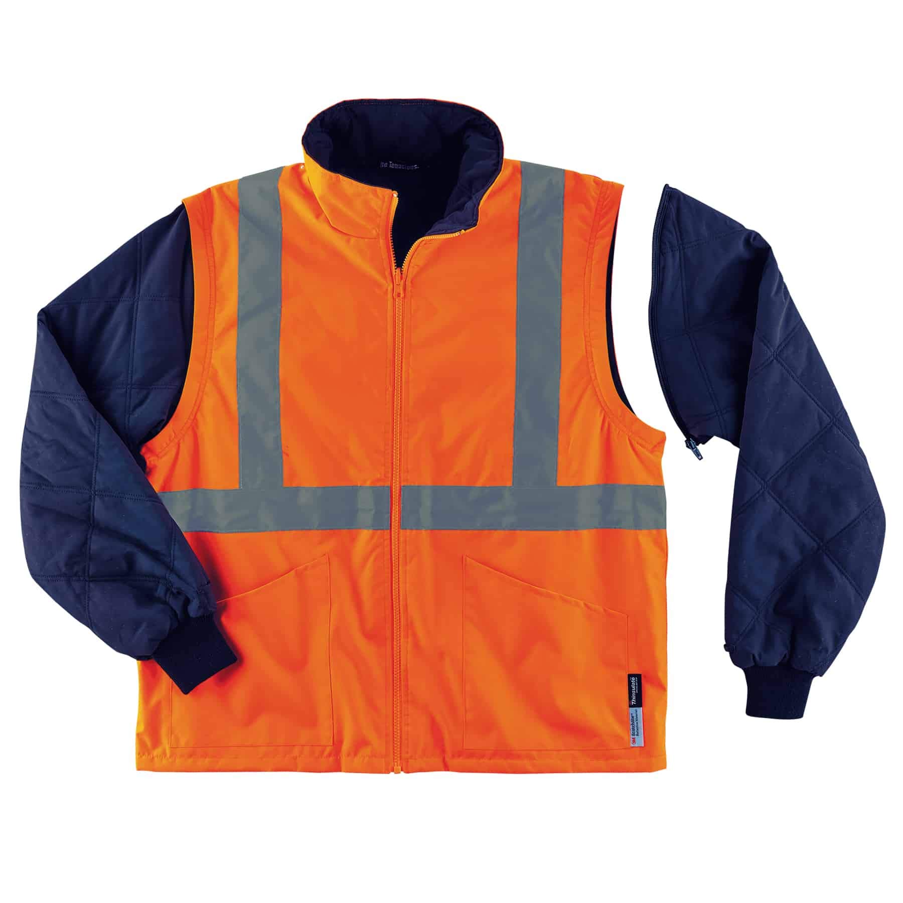 Ergodyne GloWear 8385 ANSI High Visibility 4-in-1 Reflective Safety Jacket, Orange, Small