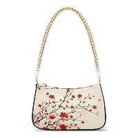 ALAZA Red Cherry Blossom Flower Vintage Shoulder Bag Purse for Women Tote Handbag with Zipper Closure