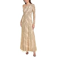 Aidan Mattox by Adrianna Papell Women's Beaded One Shoulder Gown
