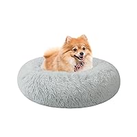 Dog Bed for Small Medium Large Dogs, 24 inch Calming Dogs Bed, Washable-Round Cozy Soft Pet Bed for Puppy and Kitten with Slip-Resistant Bottom