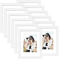 Picrit 8x12 Picture Frame Set of 12, Display 6x8 with Mat or 8x12 Without Mat, Photo Frames for Wall Mounting or Table Top Display, White.