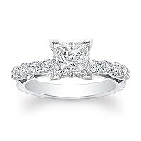 1.25ct GIA Princess & Round Cut Diamond Engagement Ring in Platinum