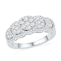 TheDiamondDeal 10kt White Gold Womens Round Diamond Flower Cluster Ring 5/8 Cttw