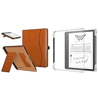 Fintie Case for Kindle Scribe (2022 Released) 10.2 Inch Tablet - Premium PU Leather Stand Cover + Clear Soft Flexible Transparent TPU Skin Bumper Back Cover Shell with Pen Holder