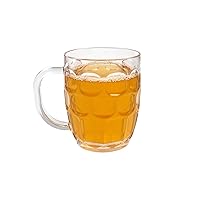 Plastic Beer Mugs, 20 oz Dimple Stein German Beer Mug, Dimpled Beer Tankards with Large Handle, Clear Drinking Glasses, Dishwasher-Safe, BPA Free (Set of 8)