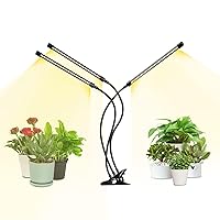 LED Grow Light with Adjustable Gooseneck and Multiple Dimmable Levels, 3 Auto ON/Off Timing Modes for Indoor Plant, Yellow, 3 Tubes