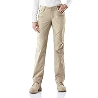 CQR CLSX Women's Flex Stretch Tactical Pants, Water Resistant Ripstop Work Pants, Elastic Waist Straight/Cargo Pants with Pockets, Flexy Khaki, 10