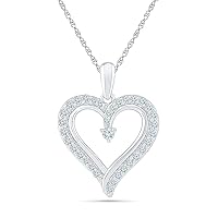 DGOLD 925 Sterling Silver Round White Diamond Fashion Heart Pendant