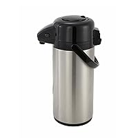 Winco Stainless Steel Lined Airpot, 3-Liter, Push Button