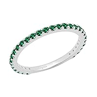 Dazzlingrock Collection Round Lab Created Emerald Eternity Style Wedding Band for Women in 10K Gold