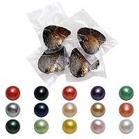 50PCS Freshwater Pearl Oyster Cultured Love Wish Round Pearls Various Shining Meaningful Color, Oysters with Pearls Inside for Jewelry Making or Birthday Gifts (7-8mm)