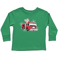 Threadrock Little Girls' Fire Truck Santa Claus Toddler L/S T-Shirt
