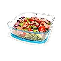 2.7 QT Square Glass Baking Dish with Lid, 9x9 Glass Baking Dish, LARGE and DEEP Baking Dish for Oven