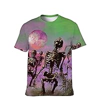 Mens Funny-Tees Cool-Graphic T-Shirt Novelty-Vintage Short-Sleeve Color Skull Hip Hop: Boys Lightweight Tops Couple Gifts