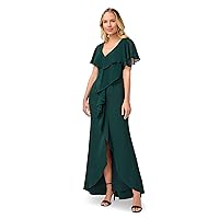 Adrianna Papell Women's Chiffon and Crepe Cascade Mermaid Gown
