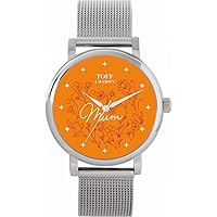 Orange Flowers Mum Watch Ladies 38mm Case 3atm Water Resistant Custom Designed Quartz Movement Luxury Fashionable