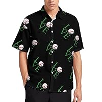 Love Baseball Ball Mens Hawaiian Shirt Printed Short Sleeve Button Down Summer Beach Shirts