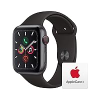 Apple Watch Series 5 (GPS + Cellular, 44mm) - Space Gray Aluminum Case with Black Sport Band with AppleCare+ Bundle