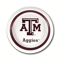 Texas A&M 9-inch Dinner Plates - 20 Count - TAM Logo in Aggie Maroon - Officially Licensed