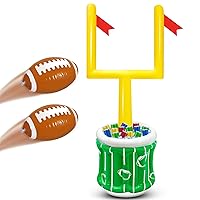 3 Pieces Inflatable Football Drink Cooler with Football Set, Blow up Football and 2 Field Goal Post for Kids Football Decorations Tailgate Accessories Sports Theme Party Favors Supplies
