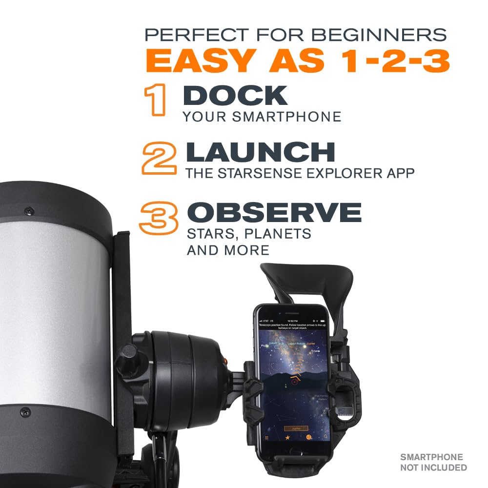 Celestron – StarSense Explorer DX 5” Smartphone App-Enabled Telescope – Works with StarSense App to Help You Find Stars, Planets & More – Schmidt-Cassegrain Telescope – iPhone/Android Compatible