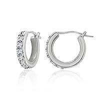 Amazon Collection Platinum or Gold Plated Sterling Hoop Earrings set with Round Cut Infinite Elements Cubic Zirconia