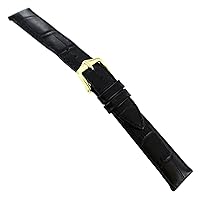 16mm Hirsch Duke Alligator Grain Genuine Leather Matte Black Watch Band