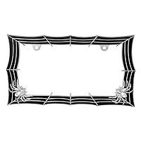 GG Grand General 60468 Chrome and Black Spider Web Style License Plate Frame w/2 Holes