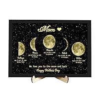 Custom Family Moon Phase Frame with Text & Date - Personalized Kids Name Date of Birth Night Sky Lunar Print,Mothers Day Birthday Gift for Mom Dad Grandpa Grandma