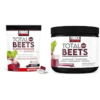 Force Factor Total Beets Blood Pressure Support Supplements with Beet Powder & Total Beets Drink Mix Superfood Powder with Nitrates to Support Circulation