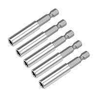 sourcing map 5 Pcs 1/4 Inch Hex Shank by 2.36 Inch Magnetic Bit Holder Extension, Quick Release Screwdriver Drill Bit Power Tool