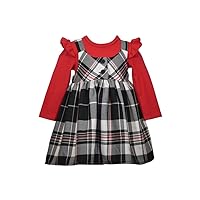 Bonnie Jean Girl's Holiday Christmas Dress - Plaid Jumper Dress for Baby and Toddler Girls