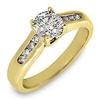 14k Yellow Gold 1 Carat Brilliant Round Diamond Engagement Ring
