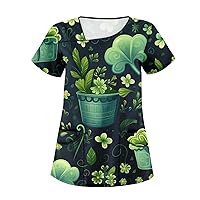Women's Printed New Wave Fashion St Patrick's Day Refreshing Natural Nurses' Clothes