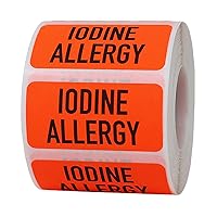 Iodine Allergy Medical Healthcare Labels, 1 x 2