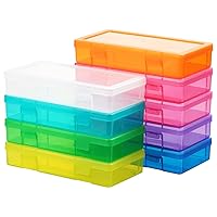 9 Pack Medium Colored Plastic Hobby Art Craft Organizer, Mini Plastic Storage Containers with Latching Lid, for Pencil Box, Lego, Crayon