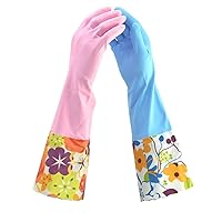 2 PAIRS Household Gloves Latex Free Cleaning Gloves with Soft Lining Long Cuff waterproof