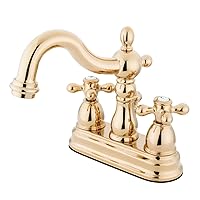 Kingston Brass KB1602AX Heritage 4-Inch Centerset Lavatory Faucet with Metal Cross Handle, Polished Brass