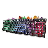 Game Keyboard Rainbow Backlight Mechanical Feeling Multimedia Keyboard Mechanical Feel Wired Keyboard Waterproof Gaming Keyboard,Black