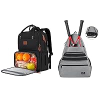 MATEIN Work Backpack Woman, Insulated Cooler Backpacks with Lunch Box, Tennis Bag Tennis Racket Bags, Large Tennis Backpack for Men & Women with Shoe Compartment Hold 2 Rackets