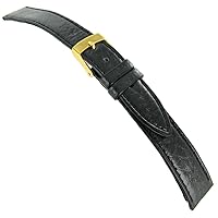 16mm Morellato Black Genuine Leather Bison Grain Stitched Watch Band Regular 826