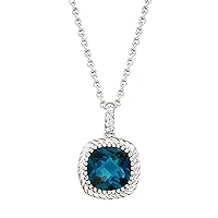 Solitaire 925 Sterling Silver Blue Topaz Gemstone Necklace Jewelry for her