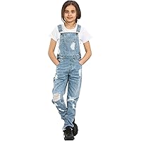 Kids Girls Denim Dungaree Full Length Ripped Jeans Overall Fashion Jumpsuit