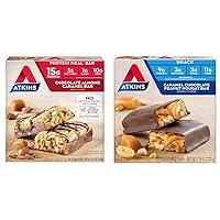 Atkins Chocolate Almond Caramel Meal Bar 5 Count and Caramel Chocolate Peanut Nougat Snack Bar 5 Count Bundle