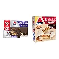 Atkins Endulge Caramel Nut Chew Bar 10 Count & Vanilla Caramel Pretzel Protein Meal Bar 5 Count Bundle
