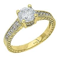 18k Yellow Gold Brilliant Round Antique Diamond Engagement Ring 1.26 Carats