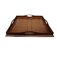 Square Ottoman Wooden Serving Tray with Handles | Coffee Tray | Home Décor - 23.5