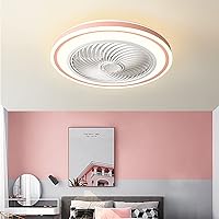 Silent Fan with Ceiling Light and Remote Control 3 Speeds Bedroom Led Dimmable Fan Ceiling Light with Timer 36W Modern Living Roomt Ceiling Fan Light/Pink