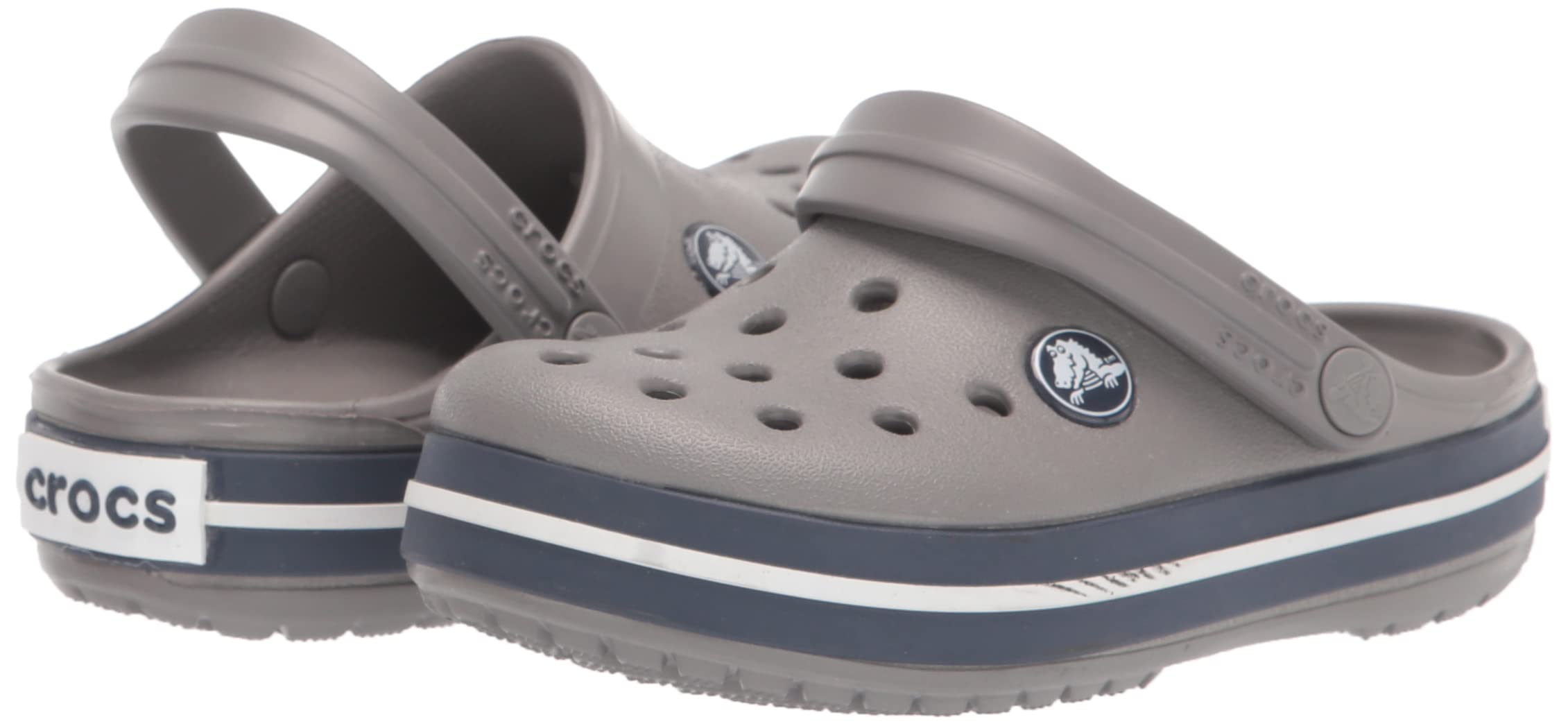 Crocs Unisex-Child Crocband Clogs (Little Kid/Big Kid), Smoke/Navy, 3 Little Kid