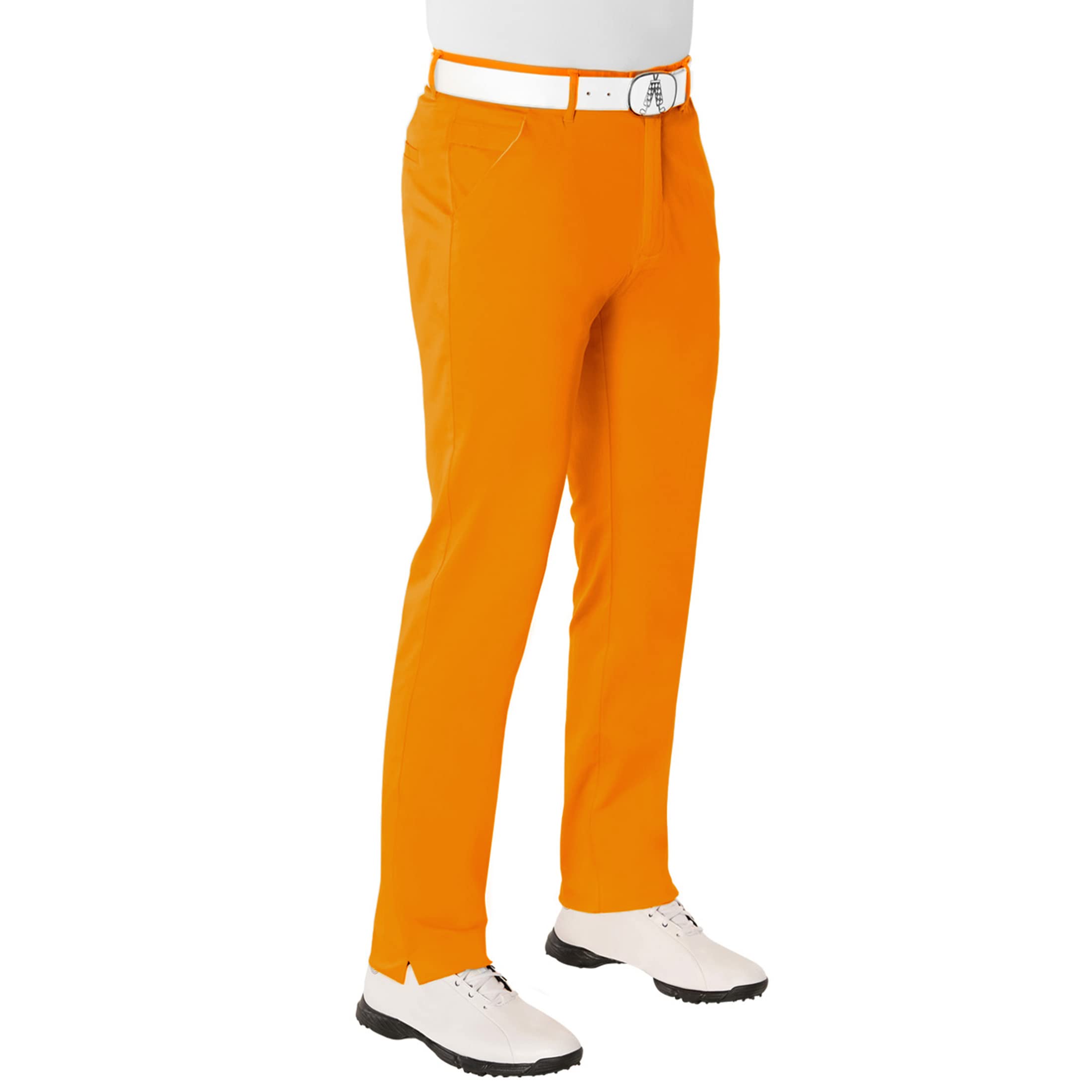 High Waist Wide-leg Dress Pants w/ Pockets Vibrant Orange - Model Savvy